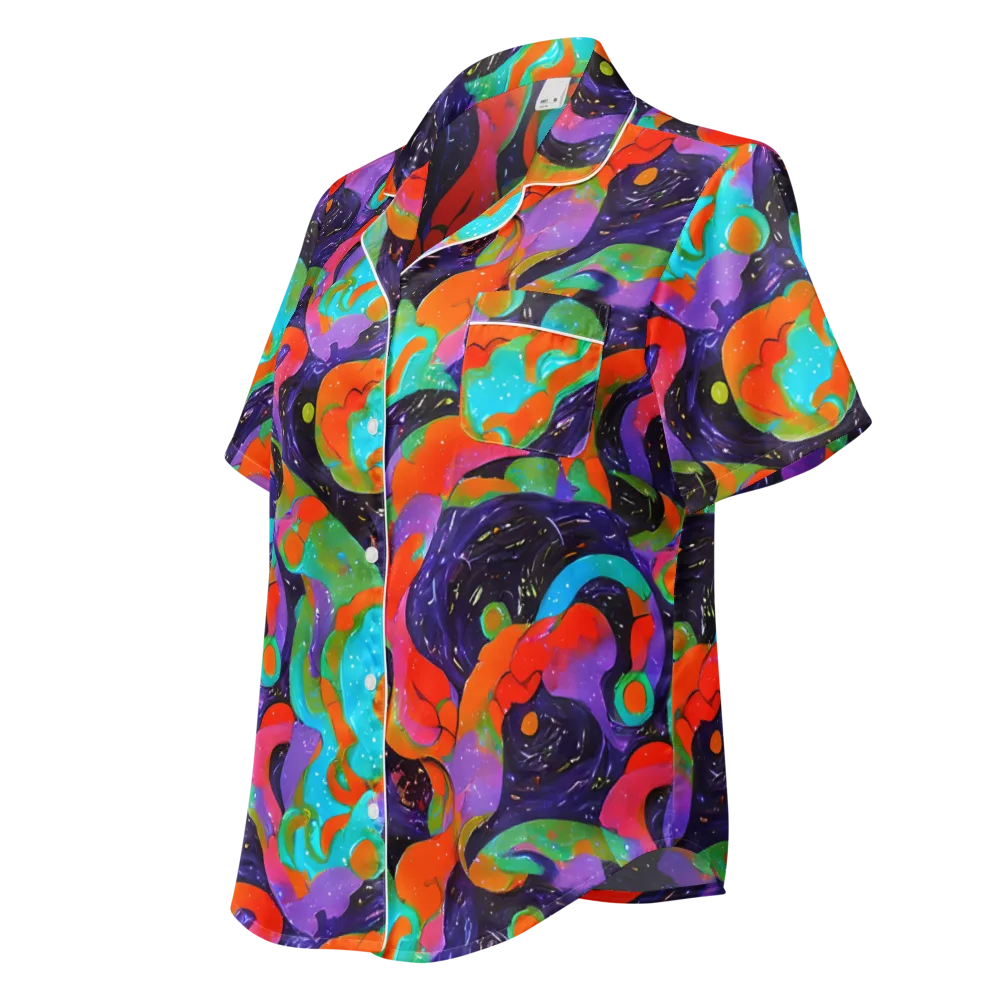 Indigo Citrus Riot on Women's Short Sleeve Pajama Top — Left Front