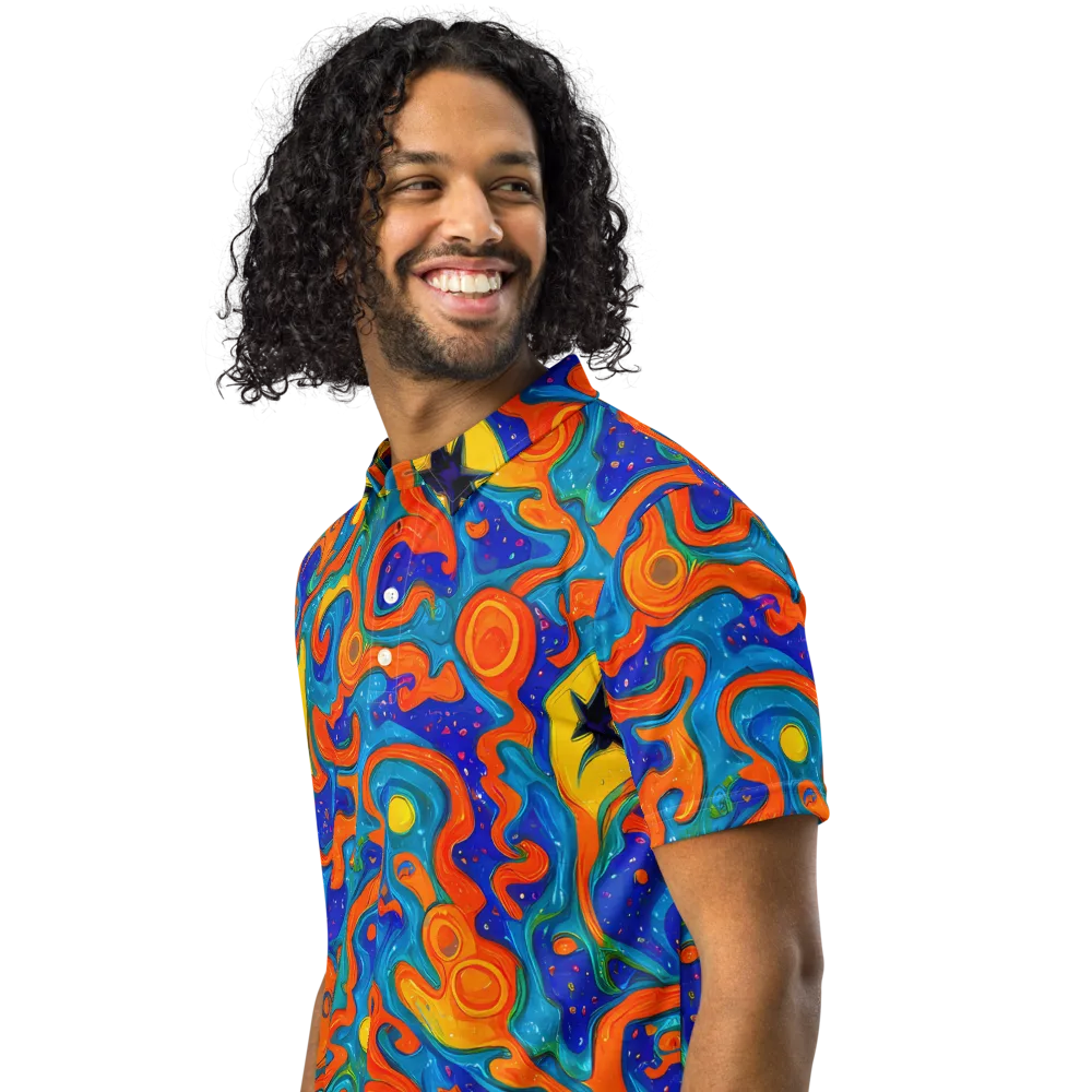 Molten Lagoon on Men's Slim Fit Polo Shirt — Left Front