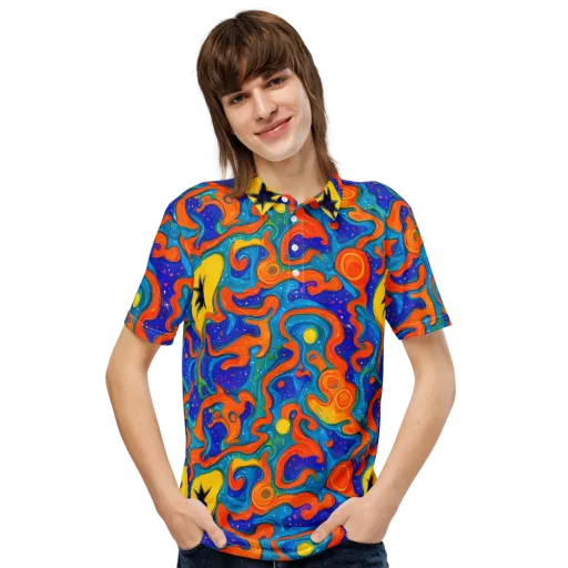 Molten Lagoon on a Men's Slim Fit Polo Shirt