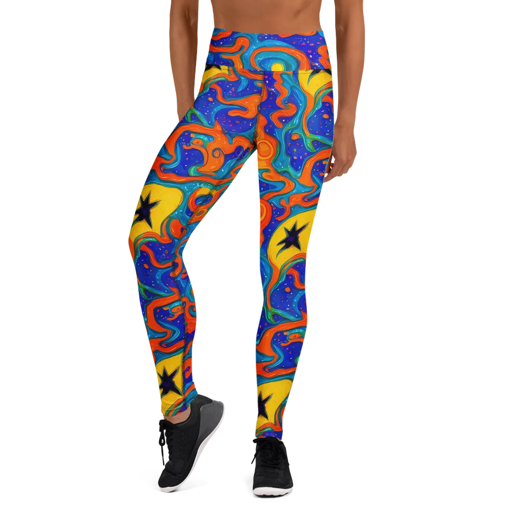 Molten Lagoon on Yoga Leggings — Front