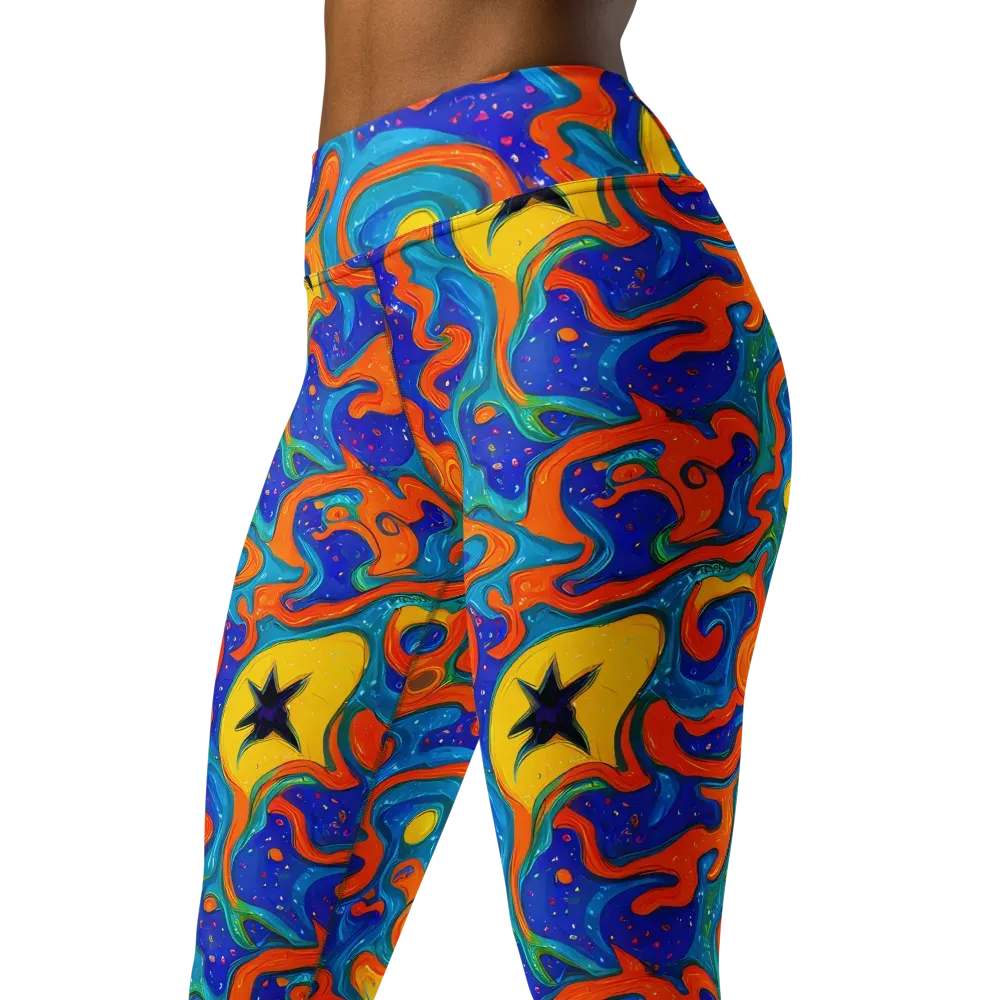 Molten Lagoon on Yoga Leggings — Left Front