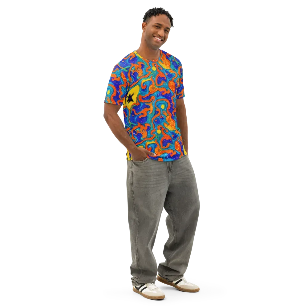 Molten Lagoon on Men's Cotton Crew Neck T-Shirt — Right Front