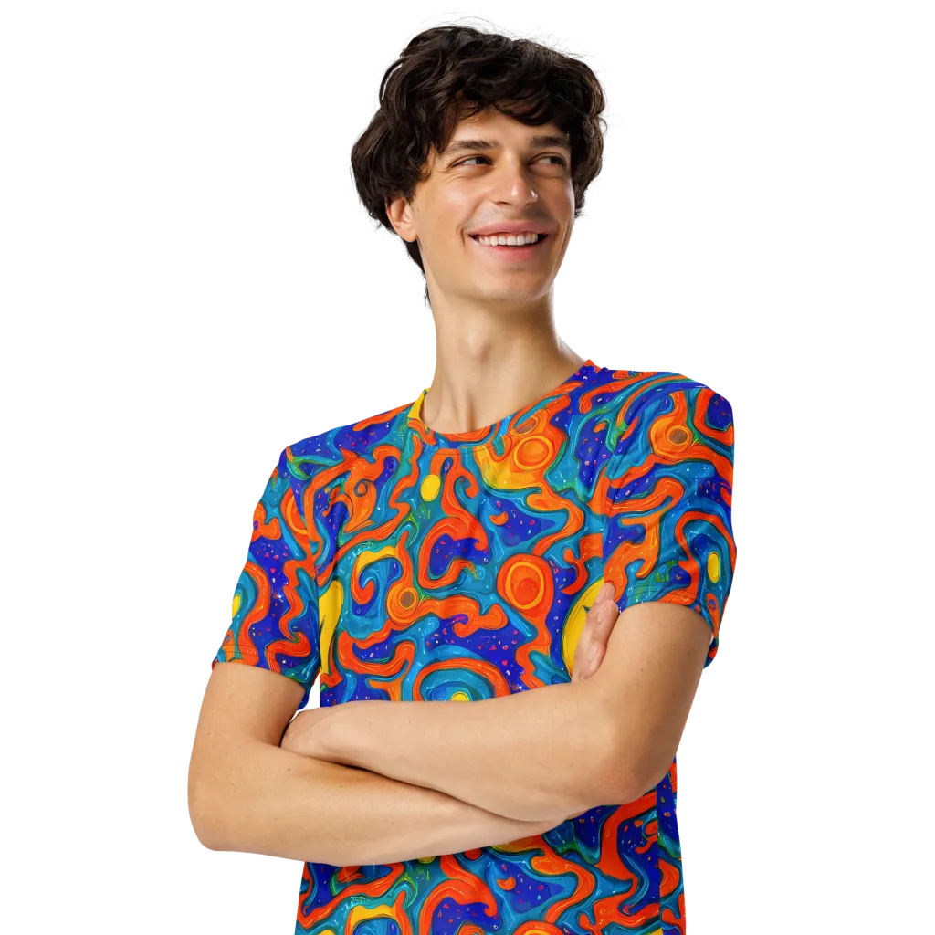 Molten Lagoon on Men's Crew Neck T-Shirt — Left Front