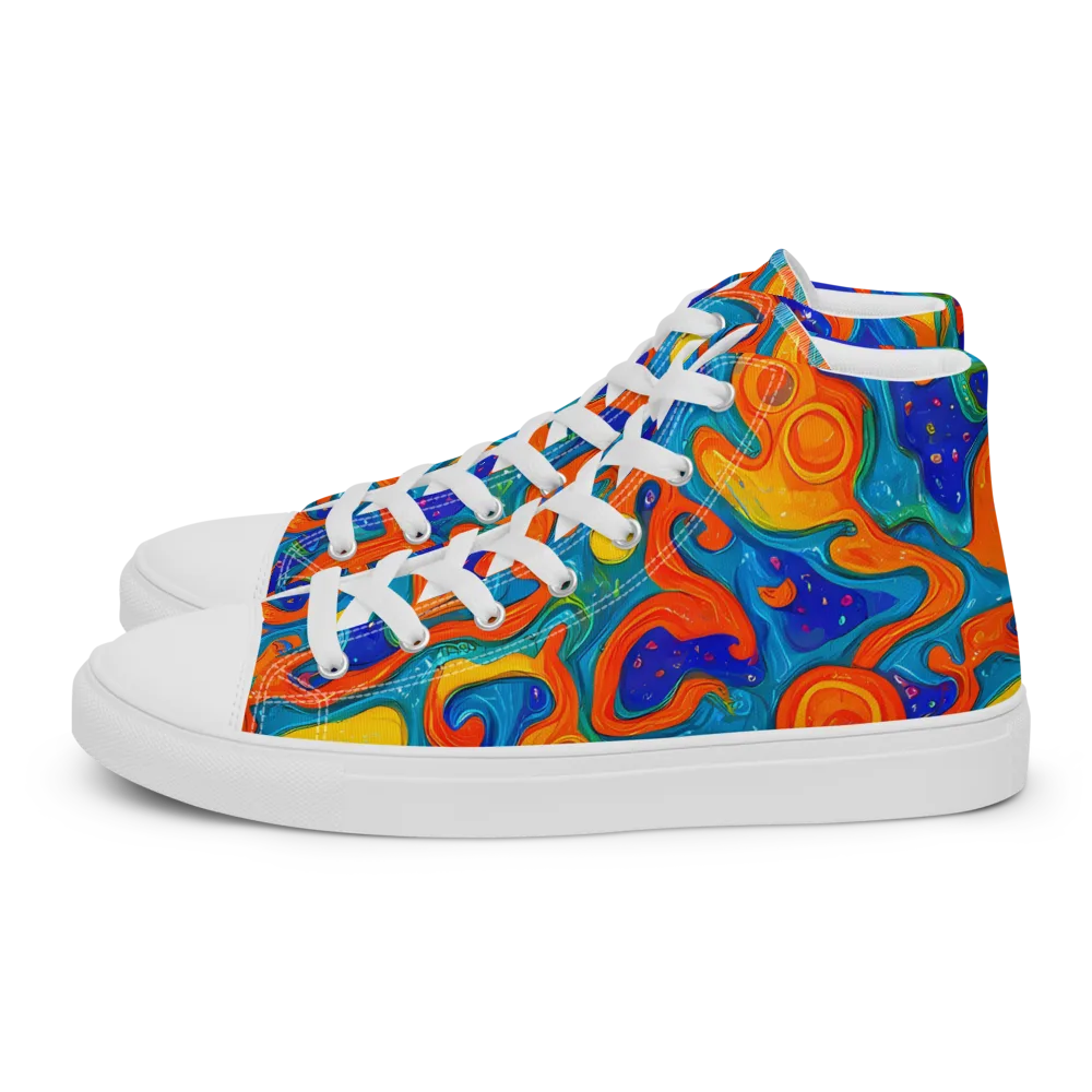 Molten Lagoon on Men's High Top Canvas Shoes — Left