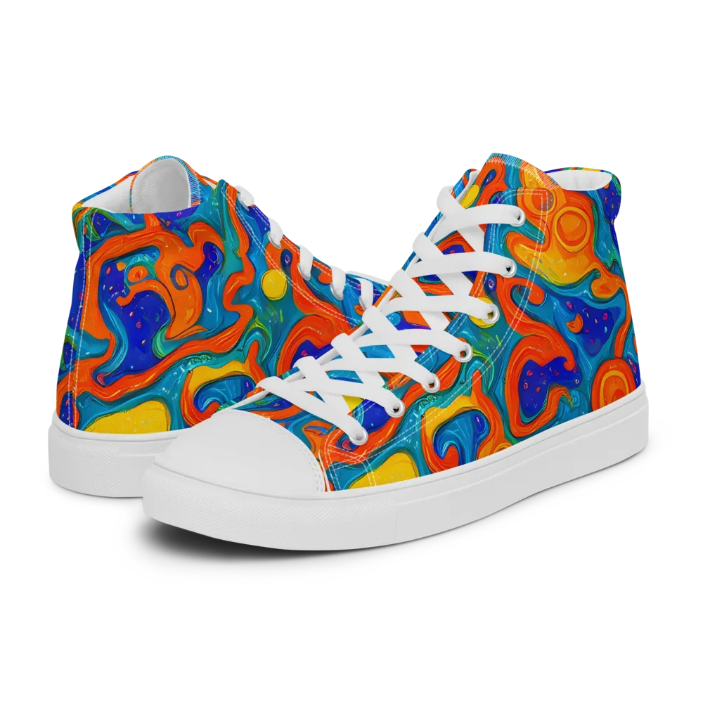 Molten Lagoon on Men's High Top Canvas Shoes — Left