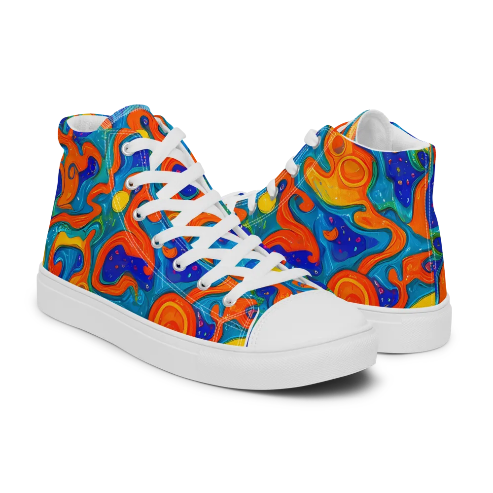 Molten Lagoon on Men's High Top Canvas Shoes — Right