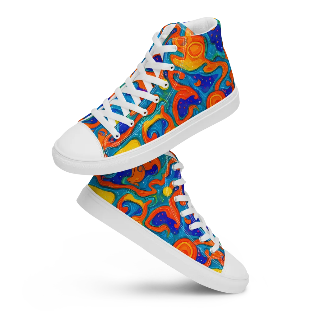 Molten Lagoon on Men's High Top Canvas Shoes — Front