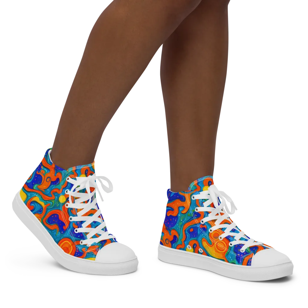 Molten Lagoon on Women's High Top Canvas Shoes — Right