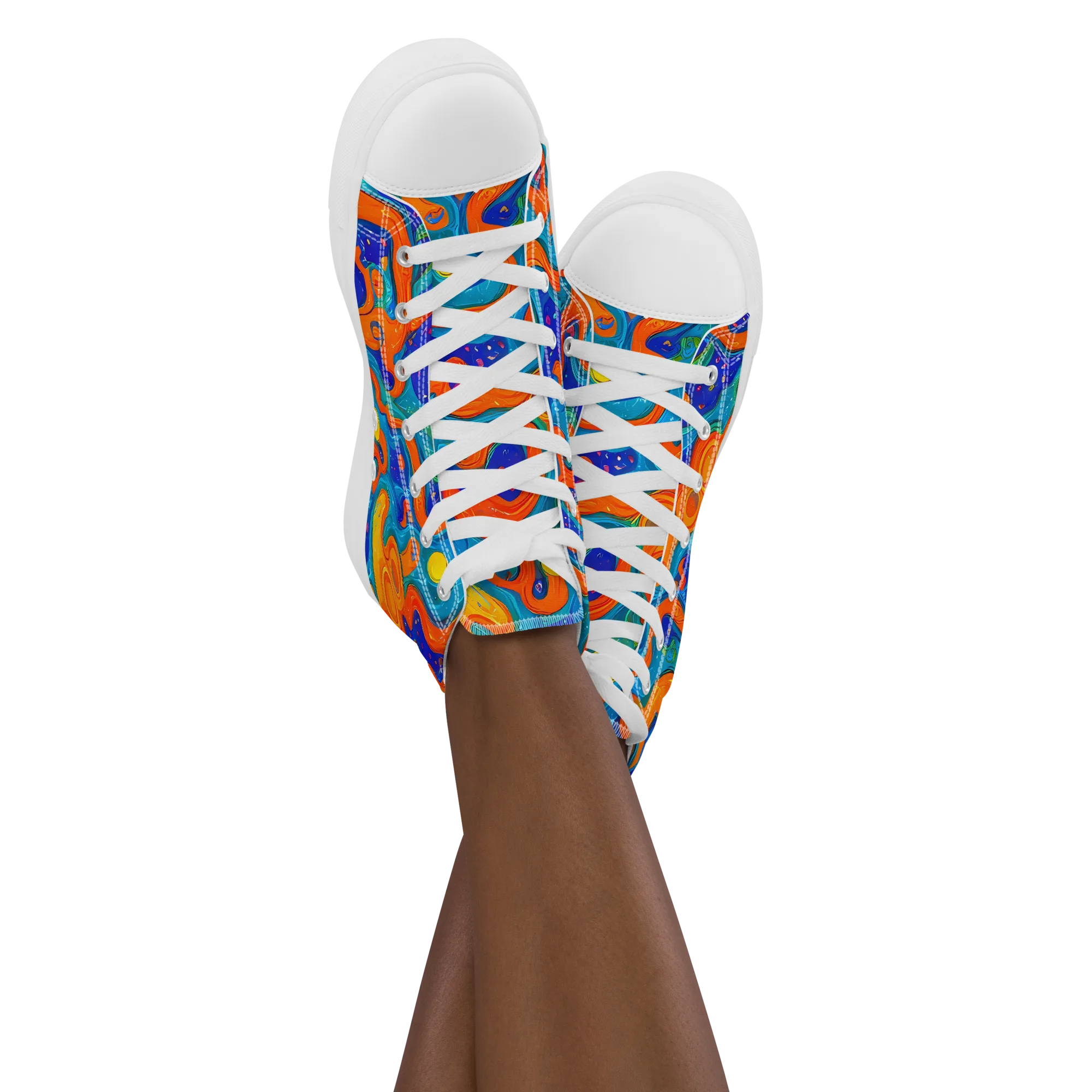 Molten Lagoon on Women's High Top Canvas Shoes — Front
