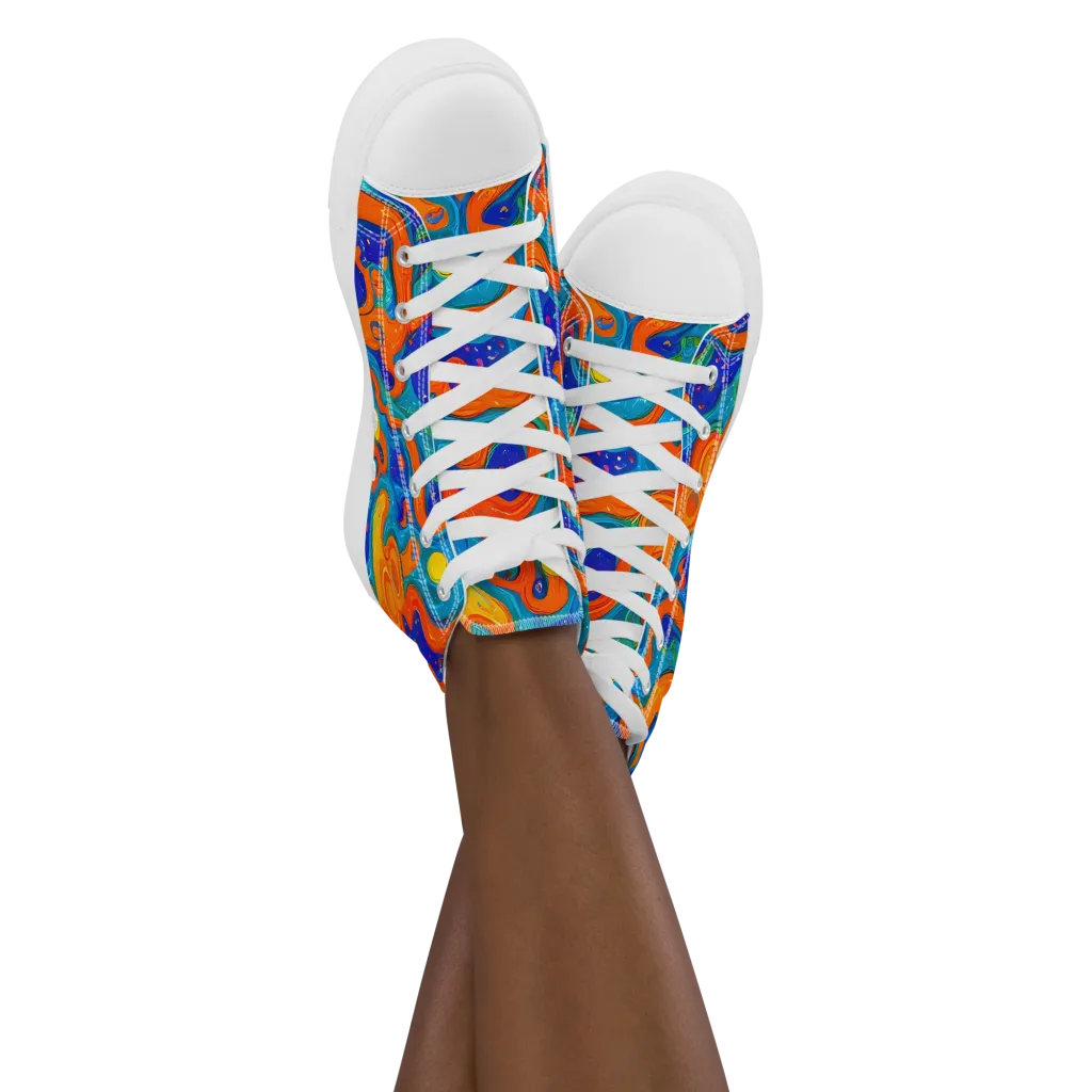 Molten Lagoon on Women's High Top Canvas Shoes — Front