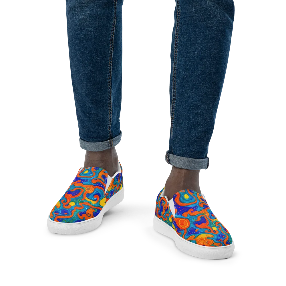 Molten Lagoon on Men's Slip-On Canvas Shoes — Front