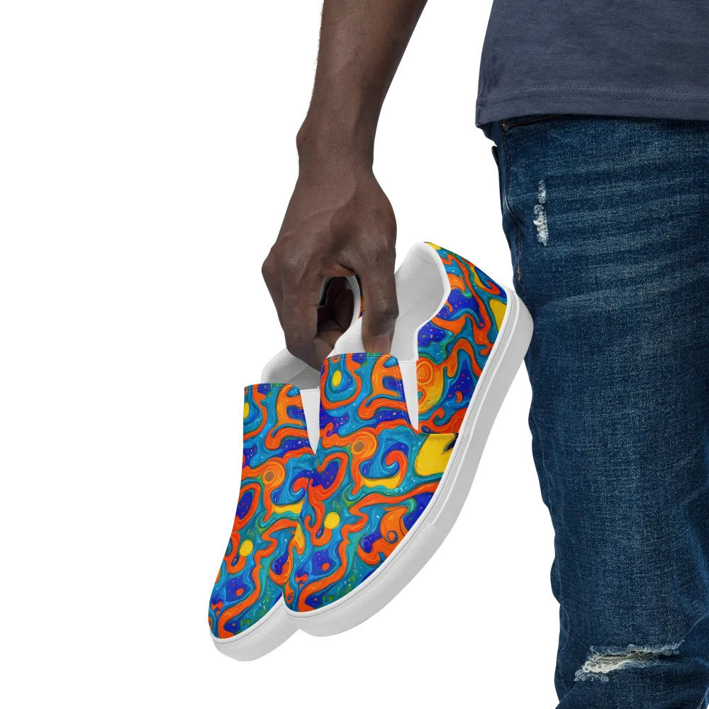 Molten Lagoon on Men's Slip-On Canvas Shoes — Left Front