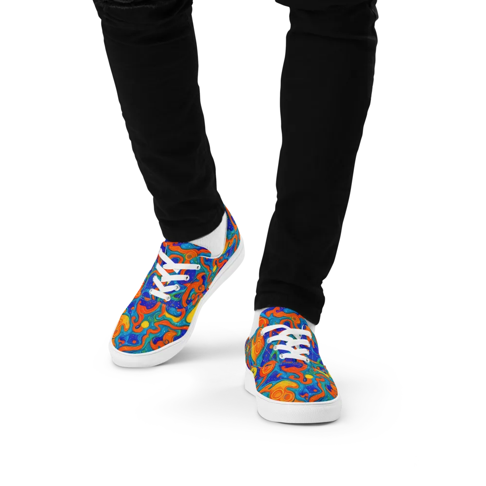 Molten Lagoon on Men's Lace-Up Canvas Shoes — Front