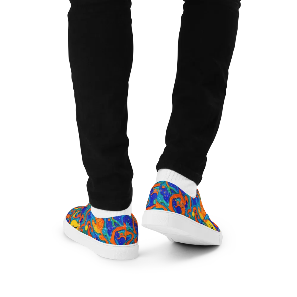 Molten Lagoon on Men's Lace-Up Canvas Shoes — Back