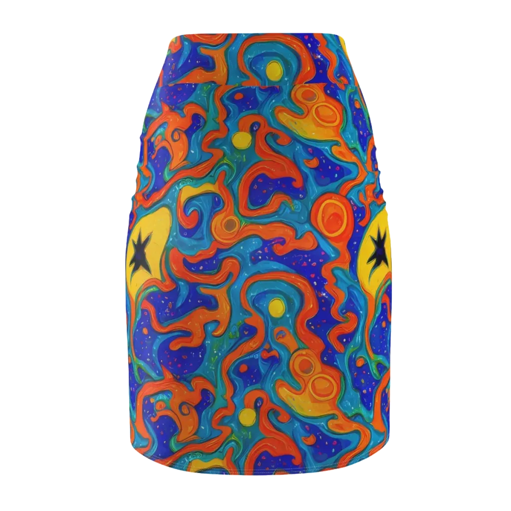 Molten Lagoon on Pencil Skirt — Back