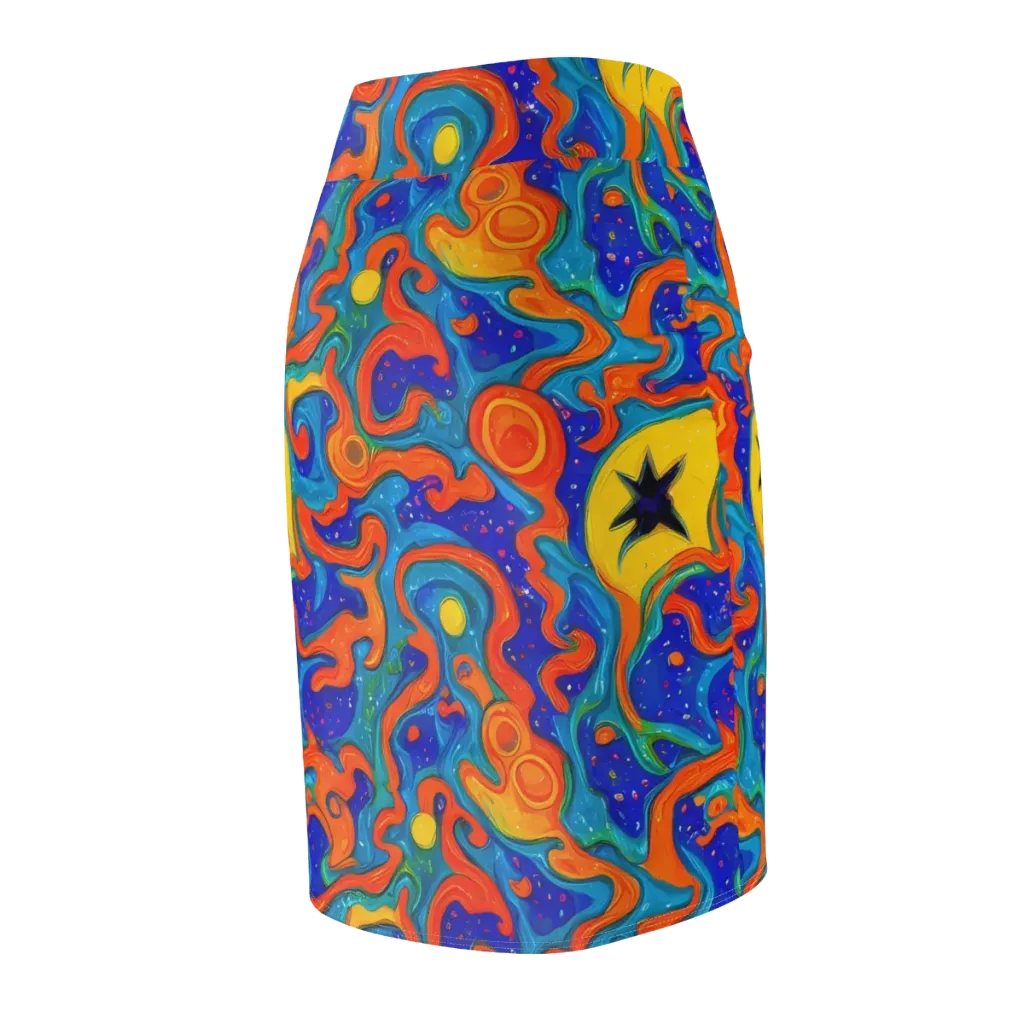 Molten Lagoon on Pencil Skirt — Back Side