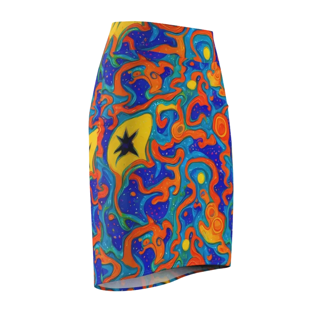 Molten Lagoon on Pencil Skirt — Front Side