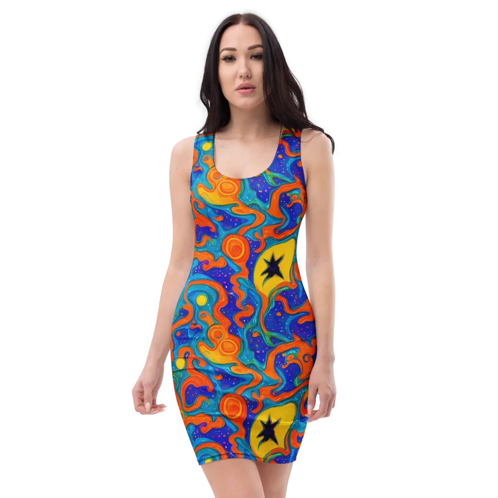 Molten Lagoon on Bodycon Dress — Front