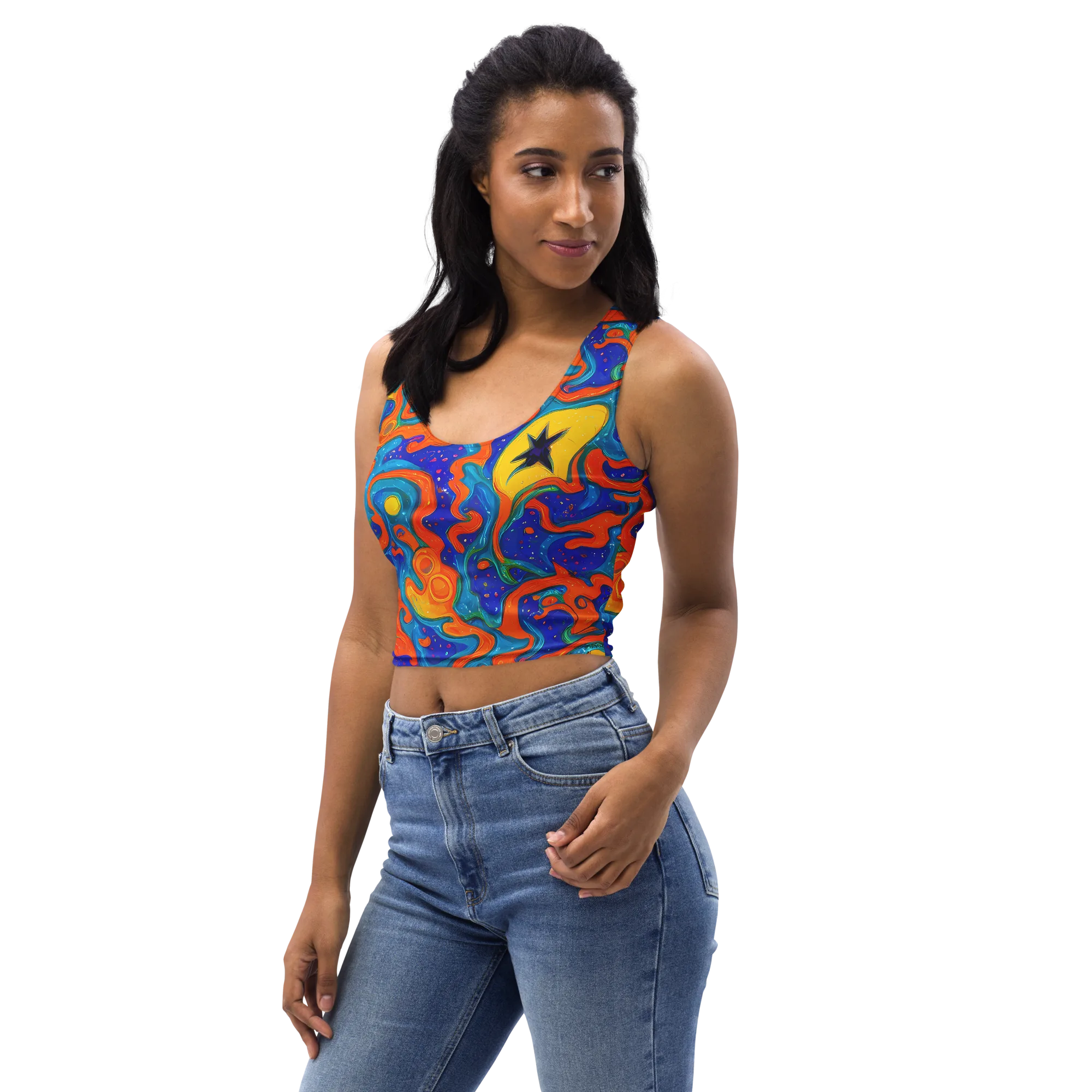 Molten Lagoon on Crop Top — Left Front