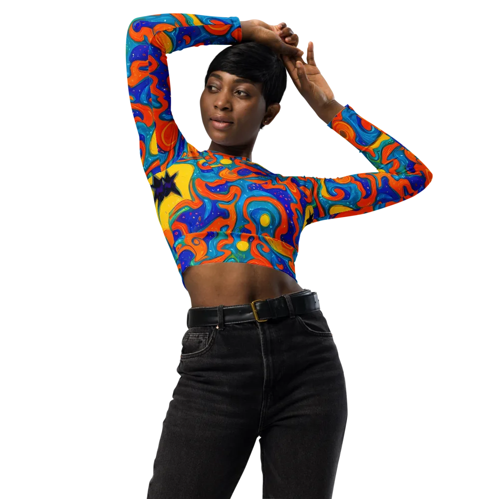 Molten Lagoon on Long Sleeve Crop Top — Front