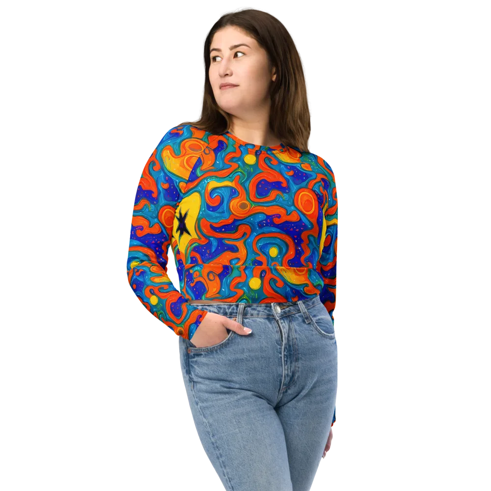 Molten Lagoon on Long Sleeve Crop Top — Front