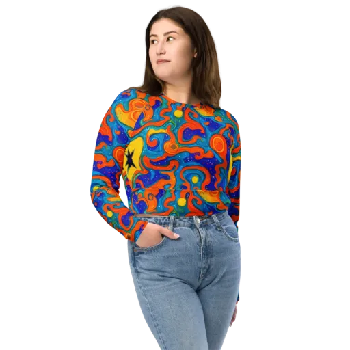 Molten Lagoon on a Long Sleeve Crop Top