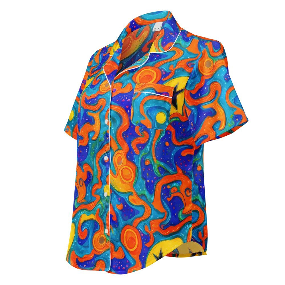 Molten Lagoon on Women's Short Sleeve Pajama Top — Left Front
