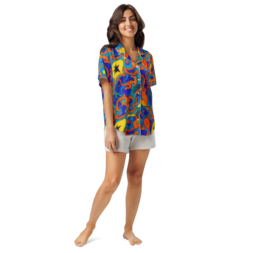 Molten Lagoon on Women's Short Sleeve Pajama Top — Front