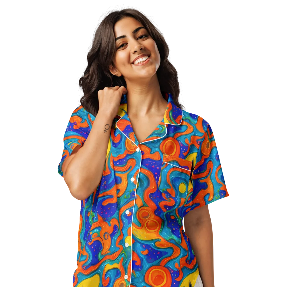Molten Lagoon on Women's Short Sleeve Pajama Top — Front