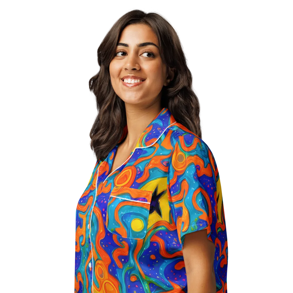 Molten Lagoon on Women's Short Sleeve Pajama Top — Left Front