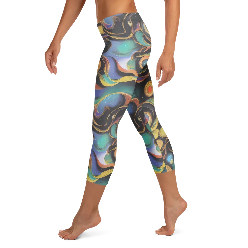 Planetary Ribbons on Capri Leggings — Left