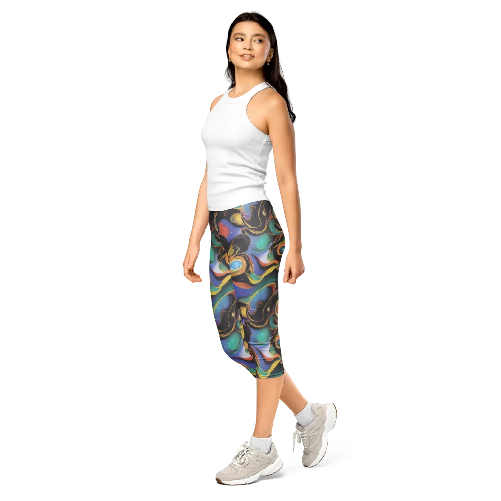 Planetary Ribbons on Capri Leggings — Left Front