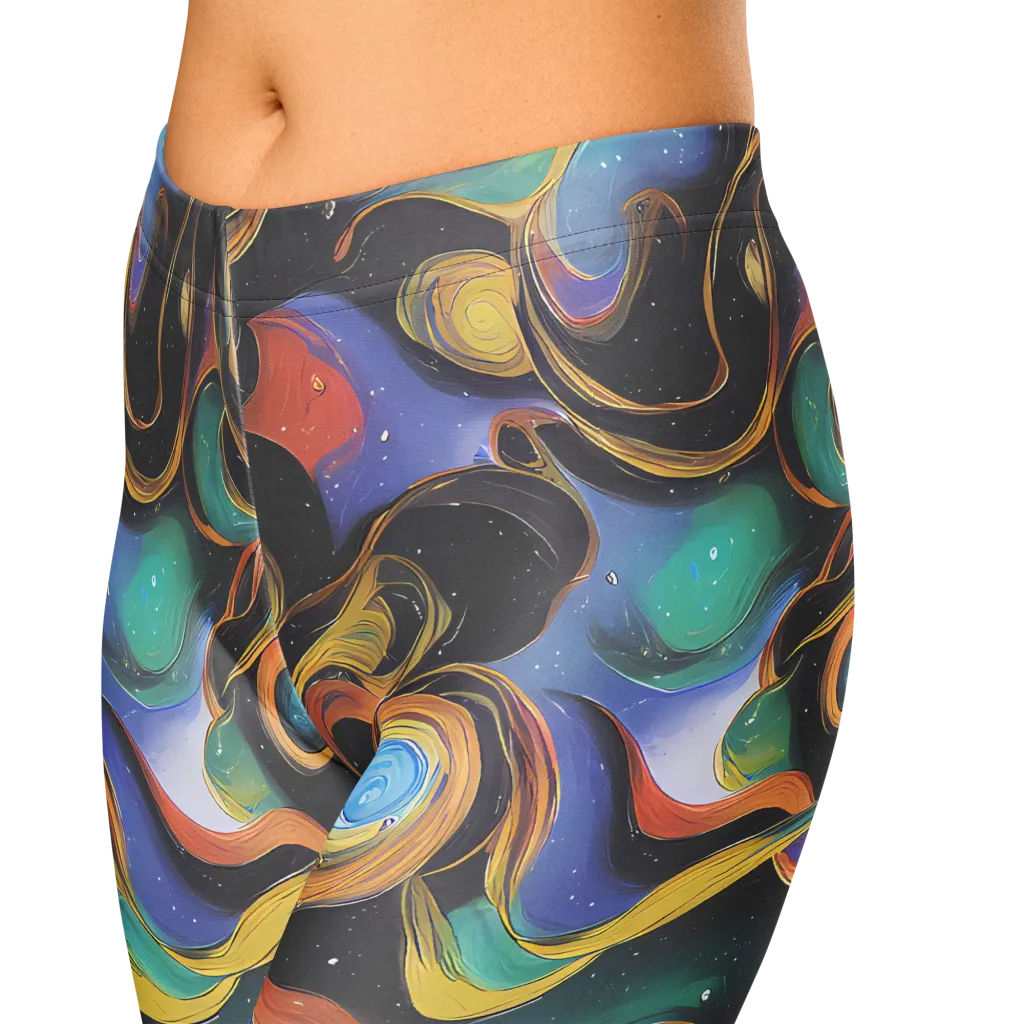 Planetary Ribbons on Capri Leggings — Zoomed-in