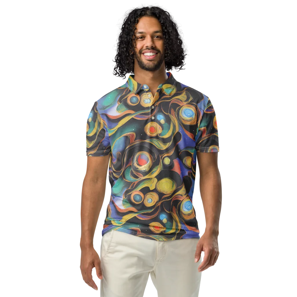 Planetary Ribbons on Men's Slim Fit Polo Shirt — Front