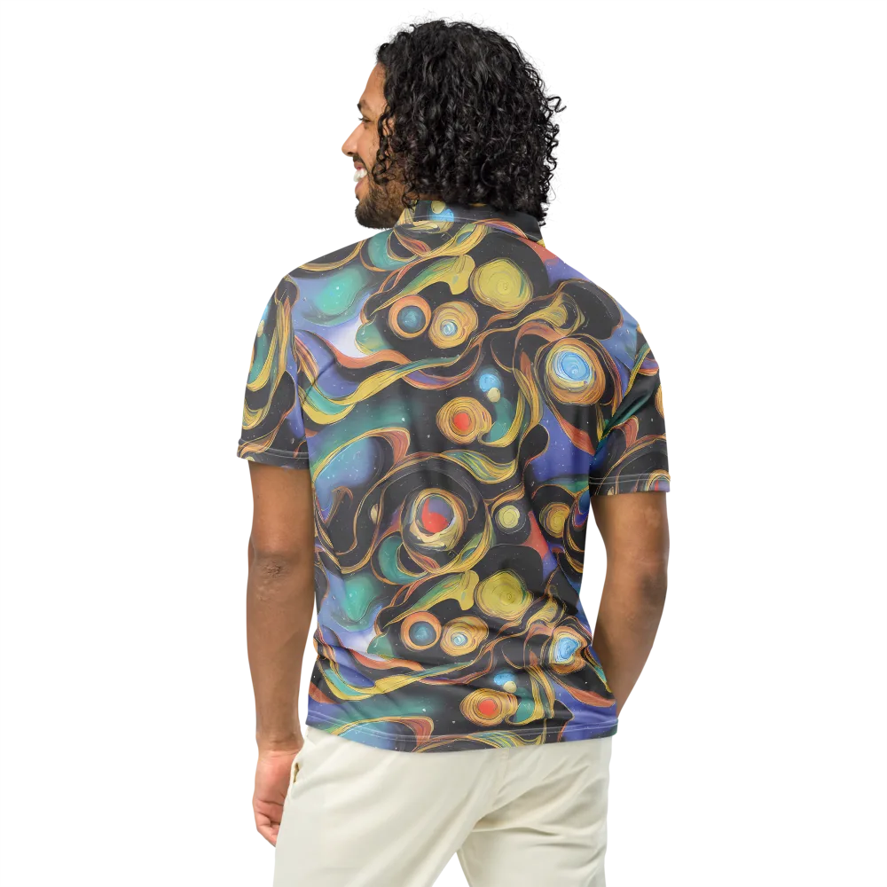 Planetary Ribbons on Men's Slim Fit Polo Shirt — Back