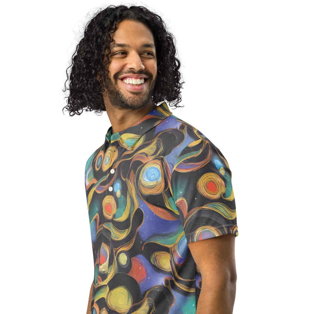 Planetary Ribbons on Men's Slim Fit Polo Shirt — Left Front