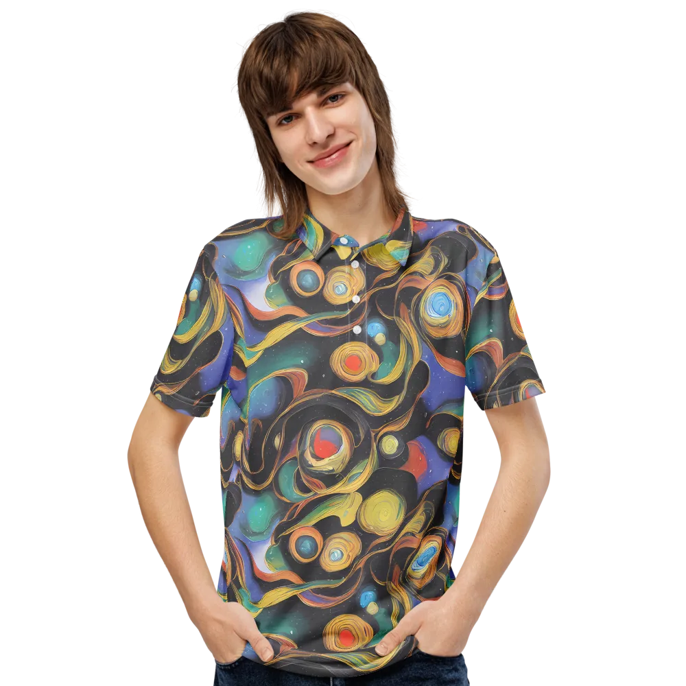 Planetary Ribbons on Men's Slim Fit Polo Shirt — Front