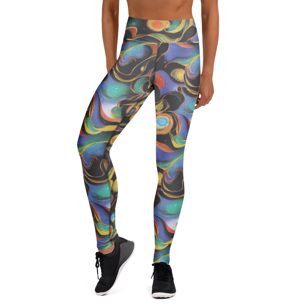 Planetary Ribbons on Yoga Leggings — Front