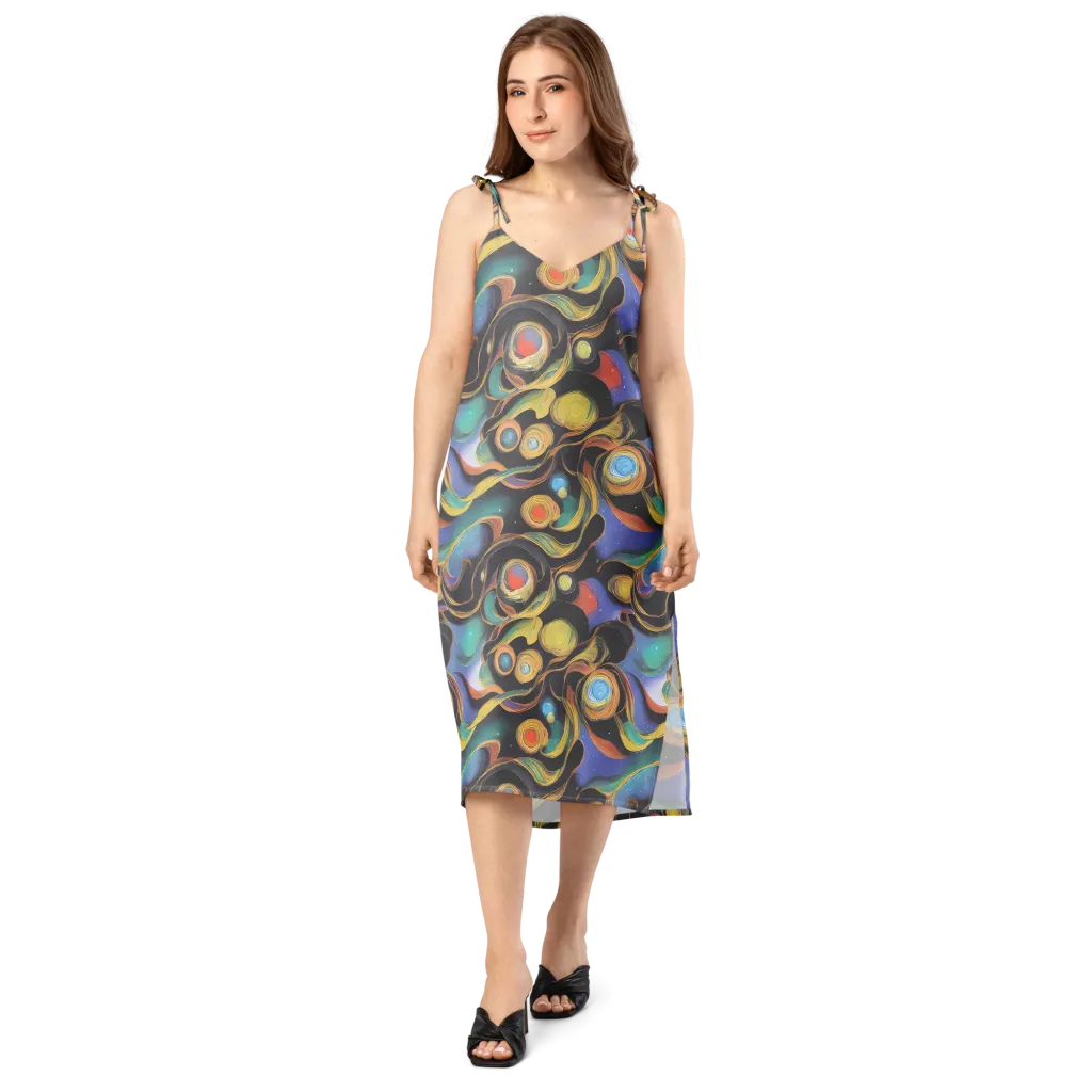 Planetary Ribbons on Slip Dress — Front