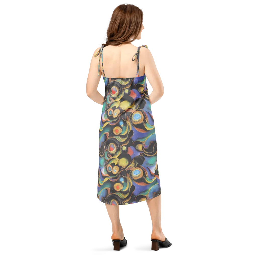 Planetary Ribbons on Slip Dress — Back