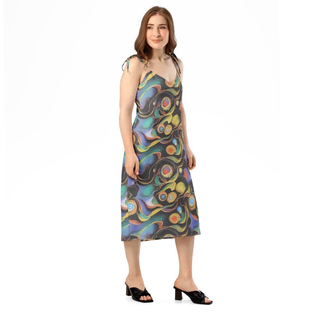 Planetary Ribbons on Slip Dress — Right Front