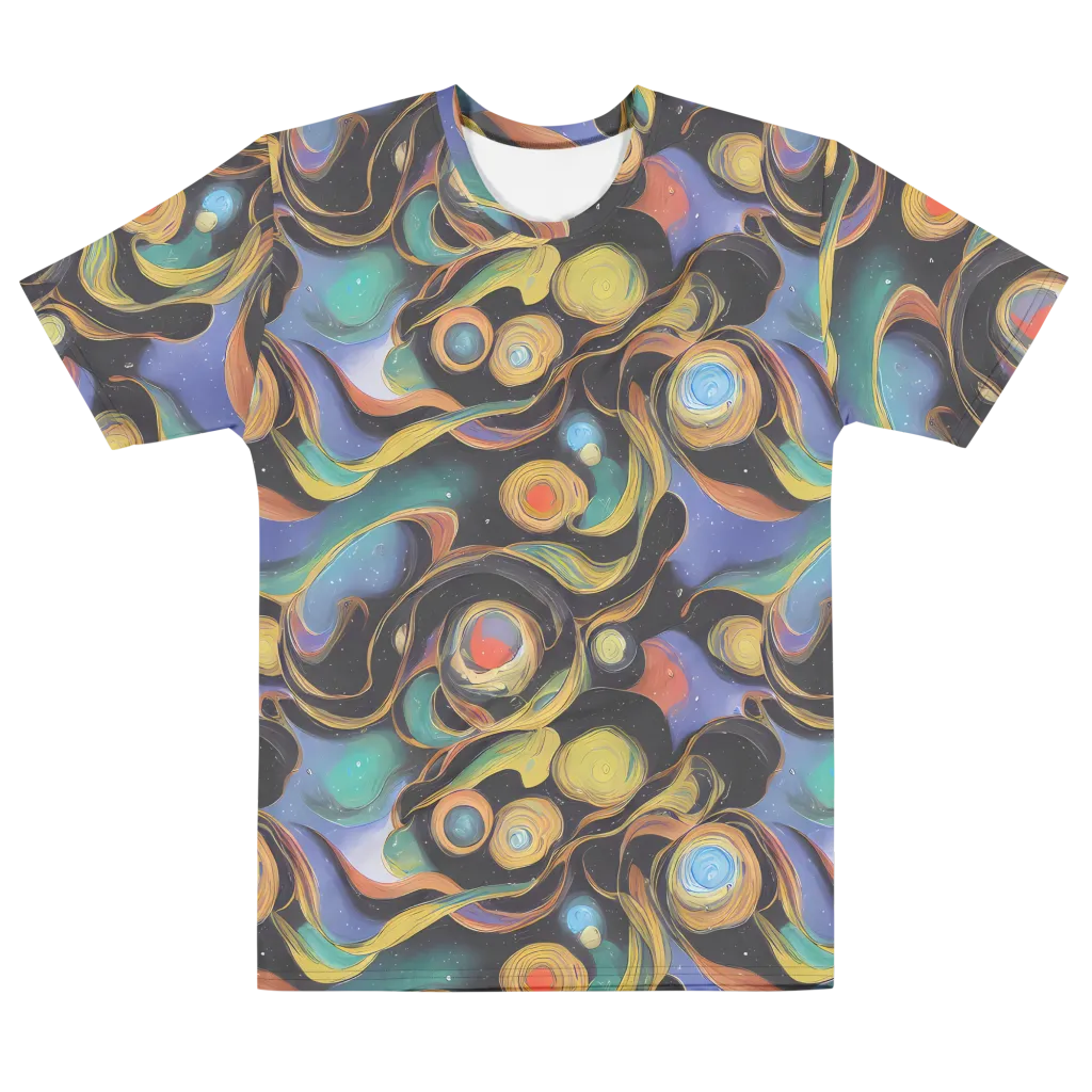 Planetary Ribbons on Men's Cotton Crew Neck T-Shirt — Front