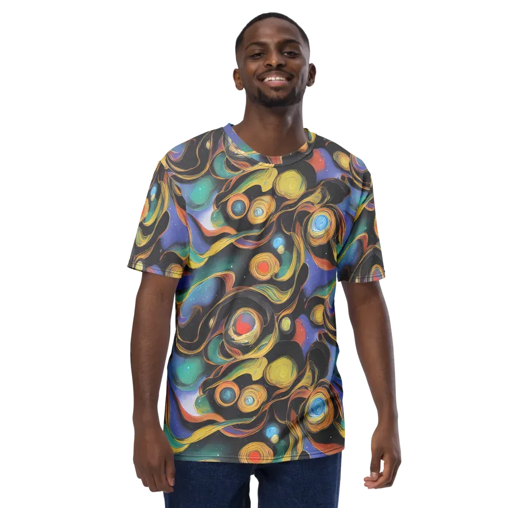 Planetary Ribbons on Men's Crew Neck T-Shirt — Front