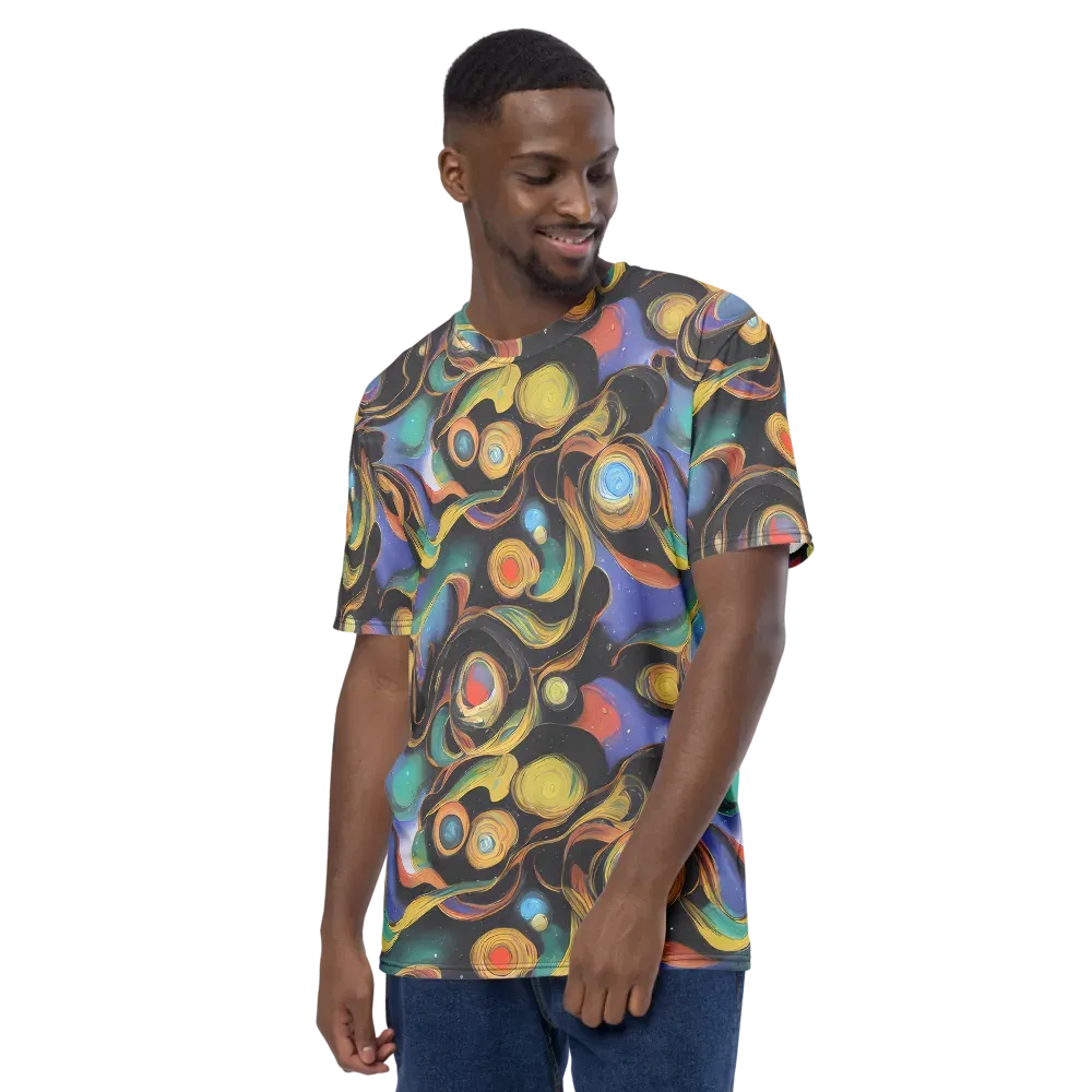 Planetary Ribbons on Men's Crew Neck T-Shirt — Left