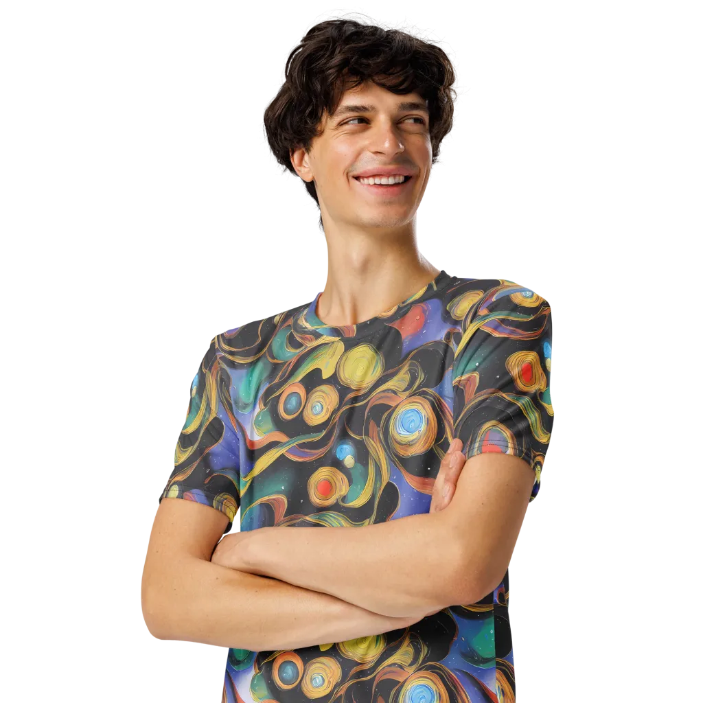 Planetary Ribbons on Men's Crew Neck T-Shirt — Left Front