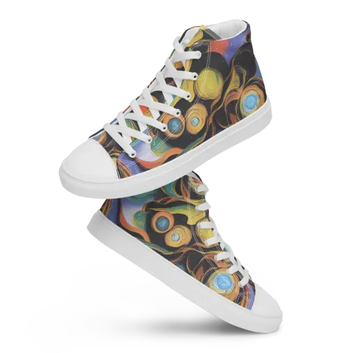Planetary Ribbons on a Men's High Top Canvas Shoes