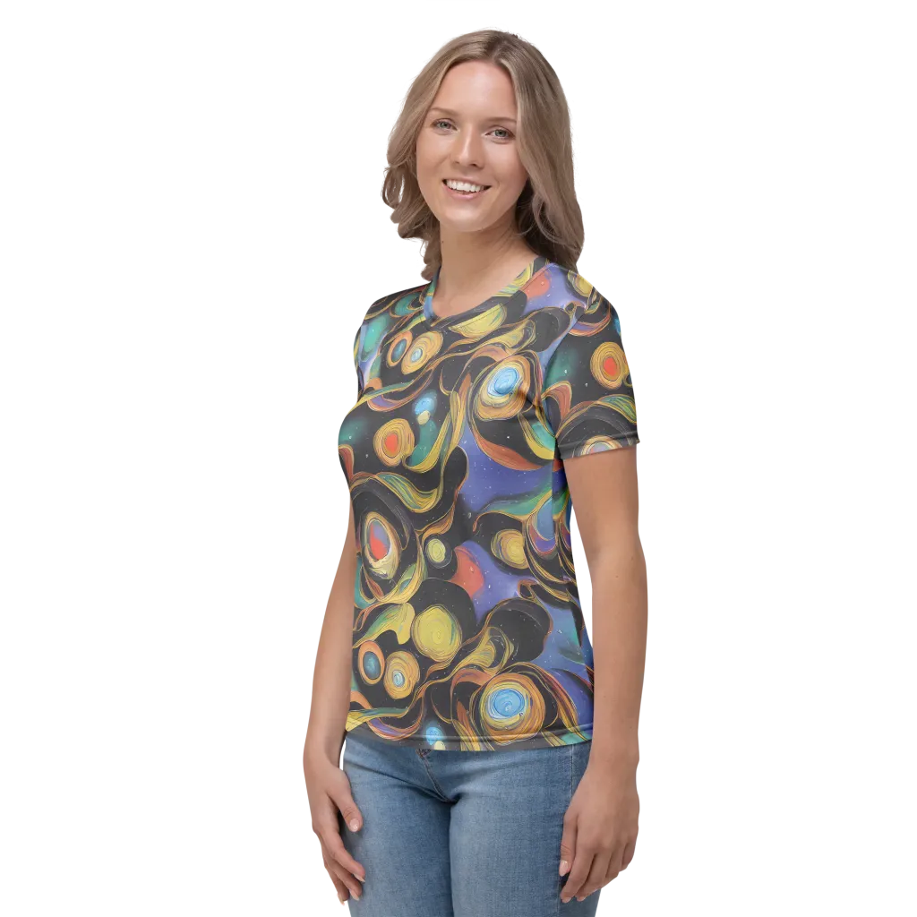 Planetary Ribbons on Women's Crew Neck T-Shirt — Left