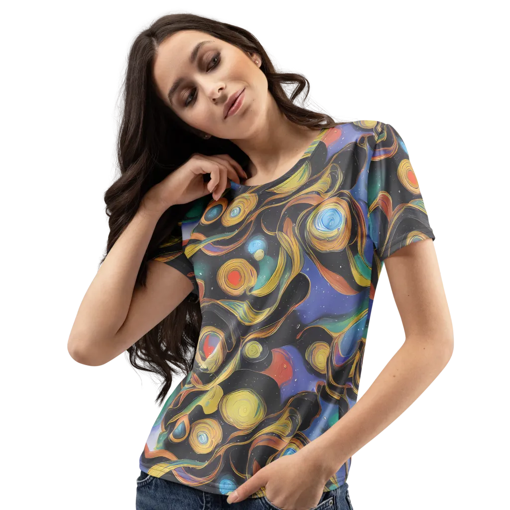 Planetary Ribbons on Women's Crew Neck T-Shirt — Left Front