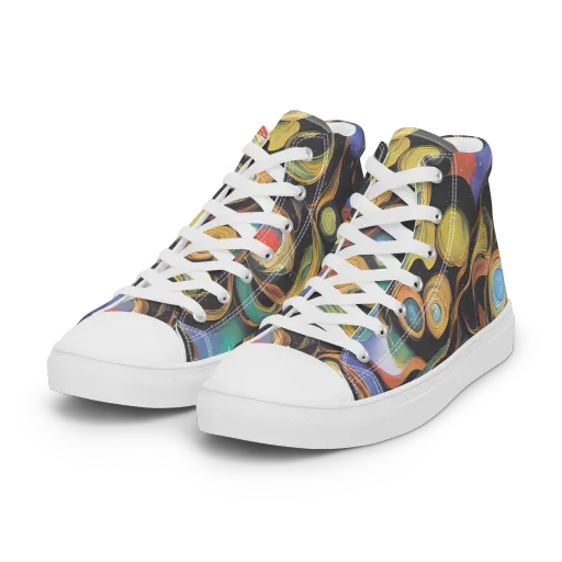 Planetary Ribbons on a Women's High Top Canvas Shoes