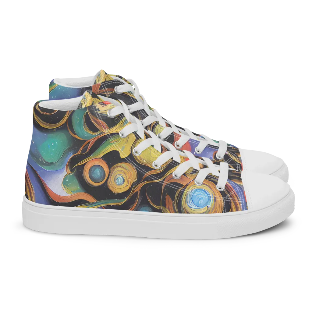 Planetary Ribbons on Women's High Top Canvas Shoes — Right